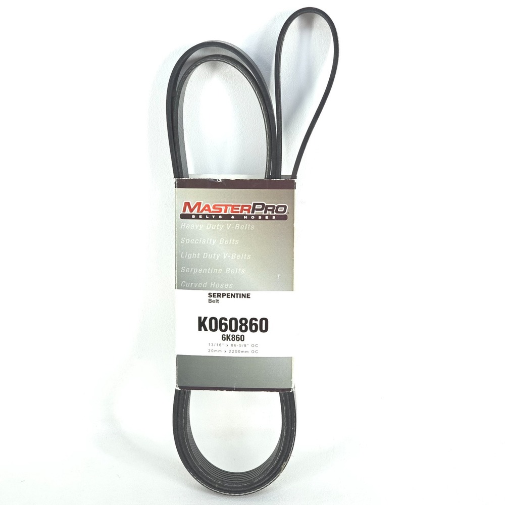 New MasterPro K060860 Serpentine Belt 6K860 Automotive Drive Belt 6 Rib 86-9/16"